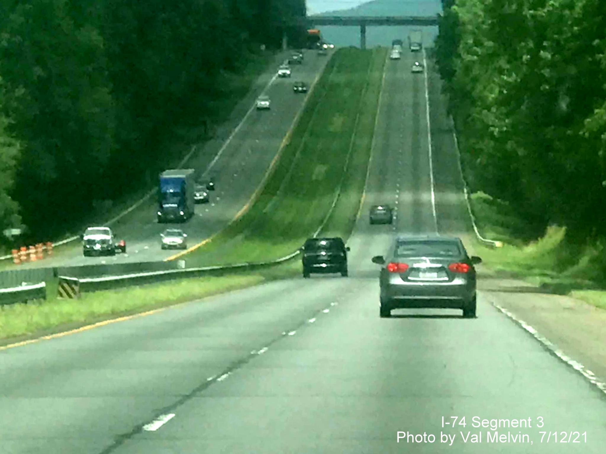 Image of US 52 North (Future I-74 West) in Stokes County after the
      King-Tobaccoville exit, by Val Melvin, July 2021