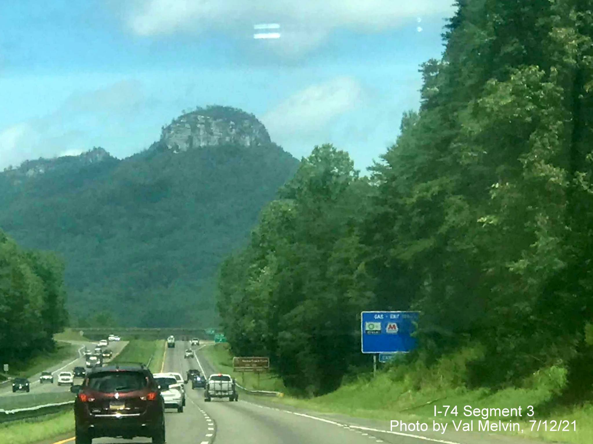 Image of US 52 North (Future I-74 West) in Stokes County approaching the
      Pinnacle exit, by Val Melvin, July 2021