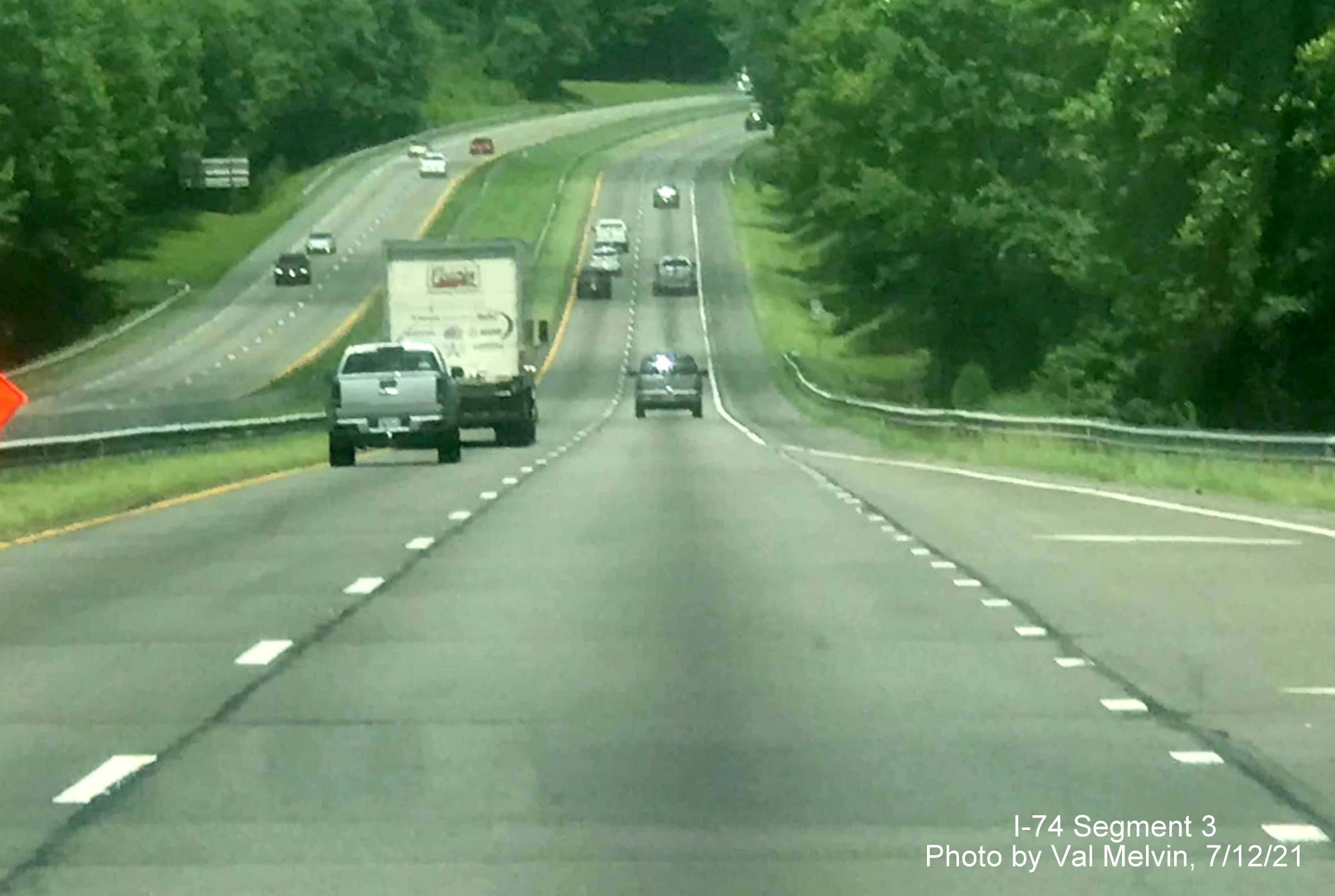 Image of US 52 North (Future I-74 West) in Stokes County after the
      King-Tobaccoville exit, by Val Melvin, July 2021