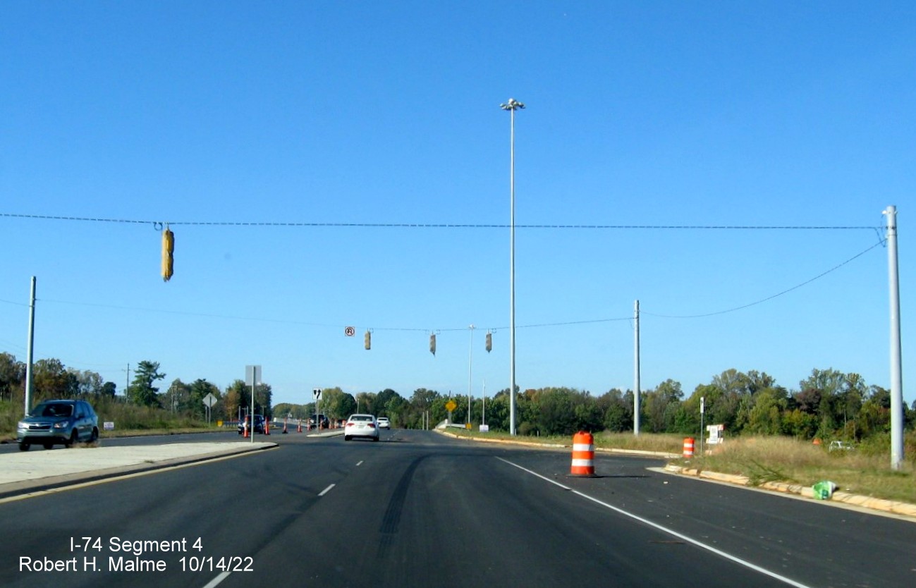 Image of covered traffic signals on NC 66 North at future NC 74 East/Northern Beltway ramp in 
       Winston-Salem, October 2022