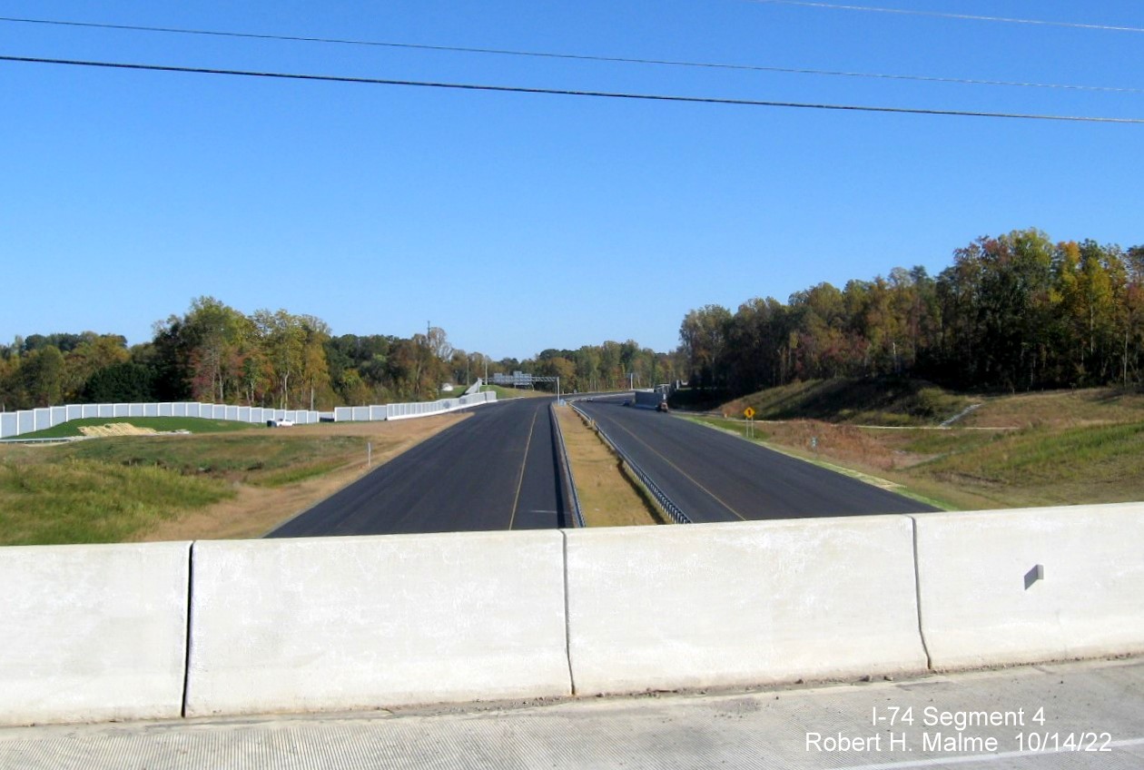 Image of view looking north from NC 8/Germanton Road bridge over unopened section of NC 74 (Future I-74) 
        Winston-Salem Northern Beltway, October 2022