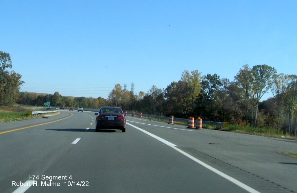 Image of new US 52 South lanes approaching future on-ramp from I-74 West/Winston-Salem 
          Northern Beltway in Rural Hall, October 2022