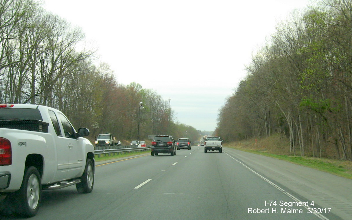 Image of view approaching Beltway construction zone on Bus. 40/US 421 West in Winston-Salem