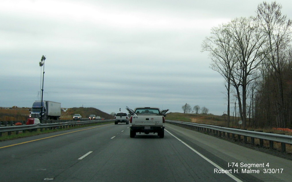 Image of view along Bus. 40/US 421 West in Winston-Salem of clearing at site of future interchange with I-74/Winston-Salem Beltway