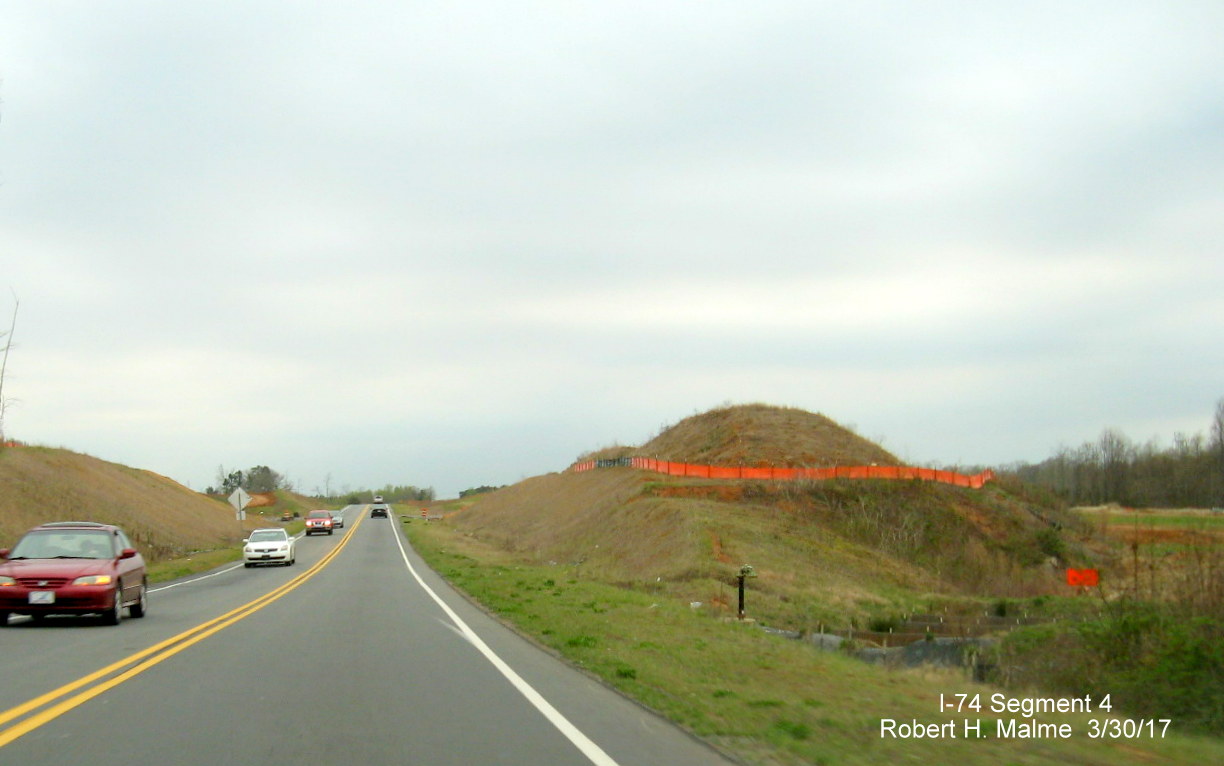Image of view looking west along US 158 through I-74/Beltway interchange construction zone in Winston-Salem