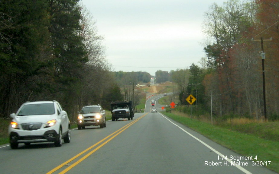 Image of view looking east on US 158 of construction zone for Future I-74/Beltway interchange in Winston-Salem