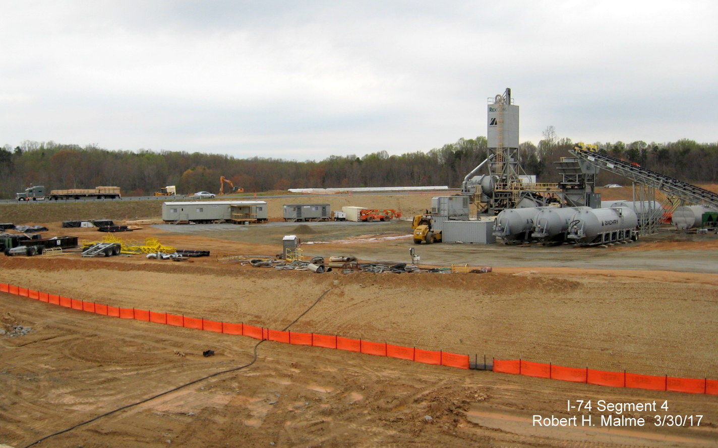 Image of view looking at temporary concrete plant and construction at Future I-74/Beltway interchange with US 158 in Winston-Salem