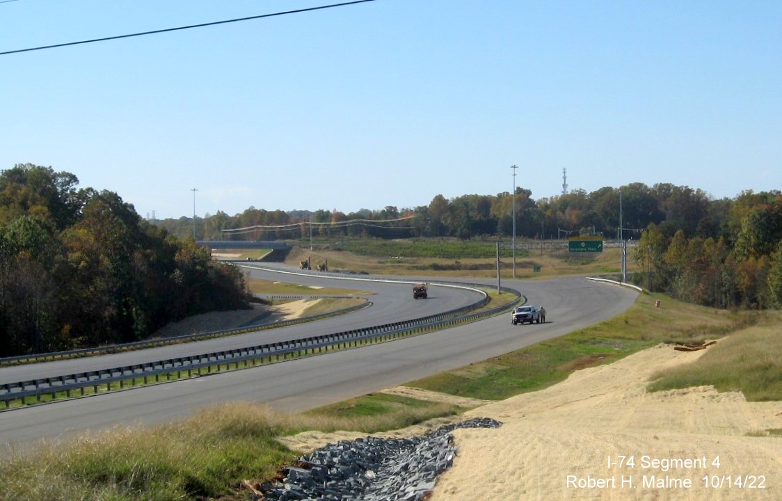 Image of overhead signage at future NC 74 East ramp to NC 66/University Parkway
                                             in Winston-Salem, October 2022