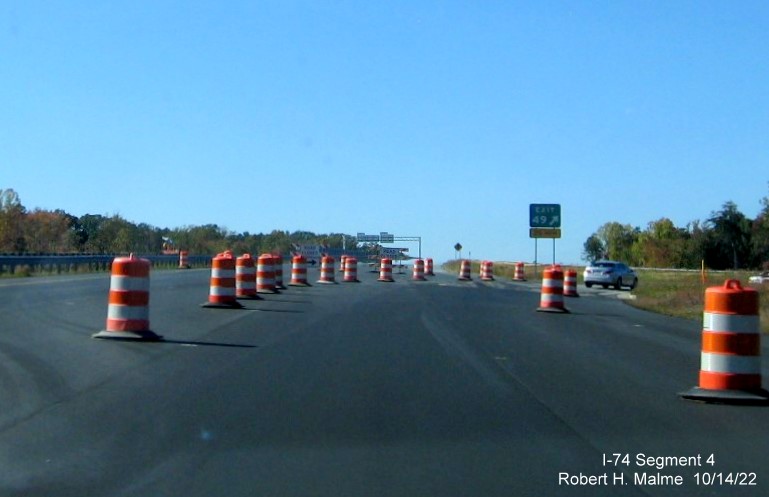 Image of newly paved temporary end to NC 74/Winston-Salem Northern Beltway headed west at US 311 
        exit in Winston-Salem, October 2022