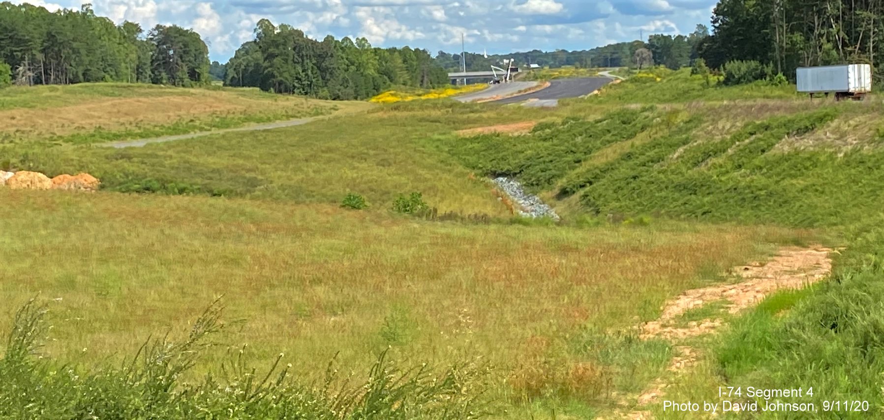 Image looking east from future US 311 bridge over I-74 Winston Salem Northern Beltway looking east, by David Johnson September 2020
