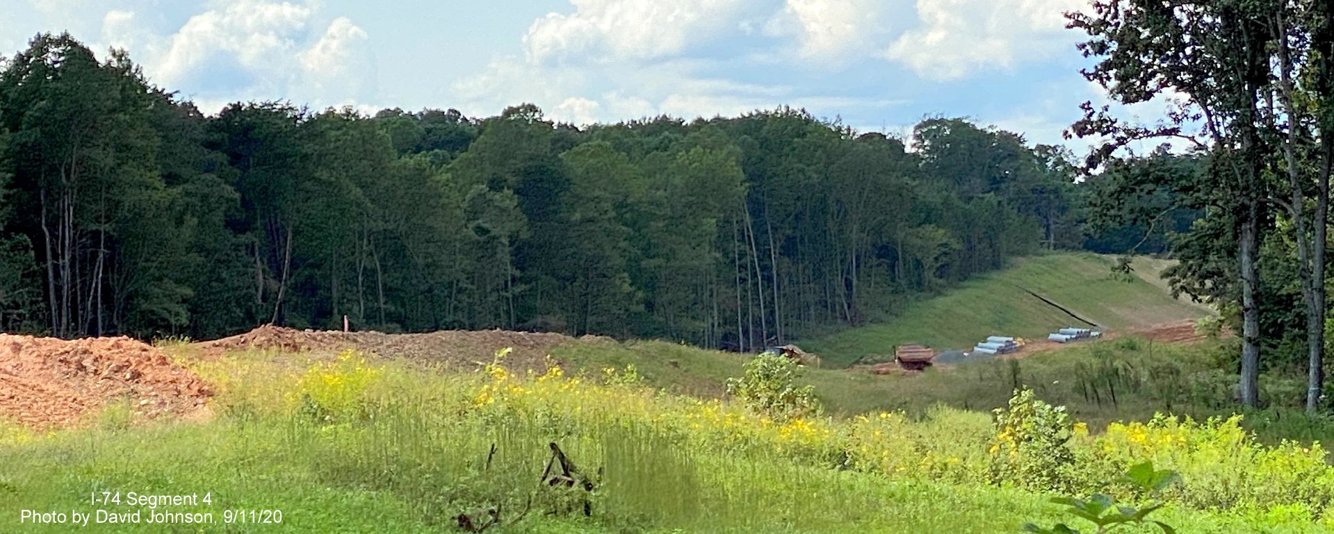 Image looking at new Dippen Road bridge under I-74 Winston Salem Northern Beltway looking east, by David Johnson September 2020
