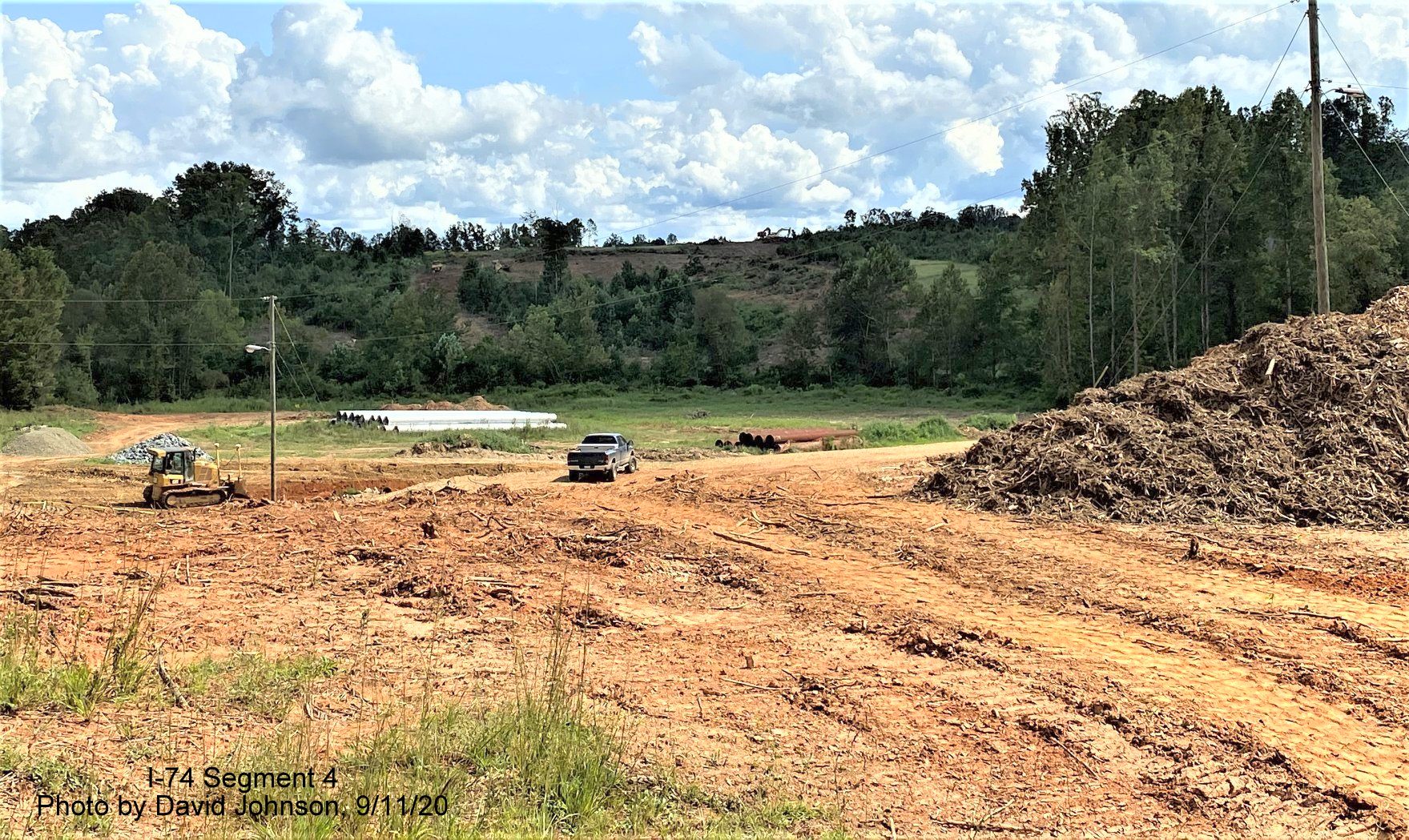 Image looking east at Phelps Drive at future bridge for I-74 Winston Salem Northern 
        Beltway, by David Johnson September 2020