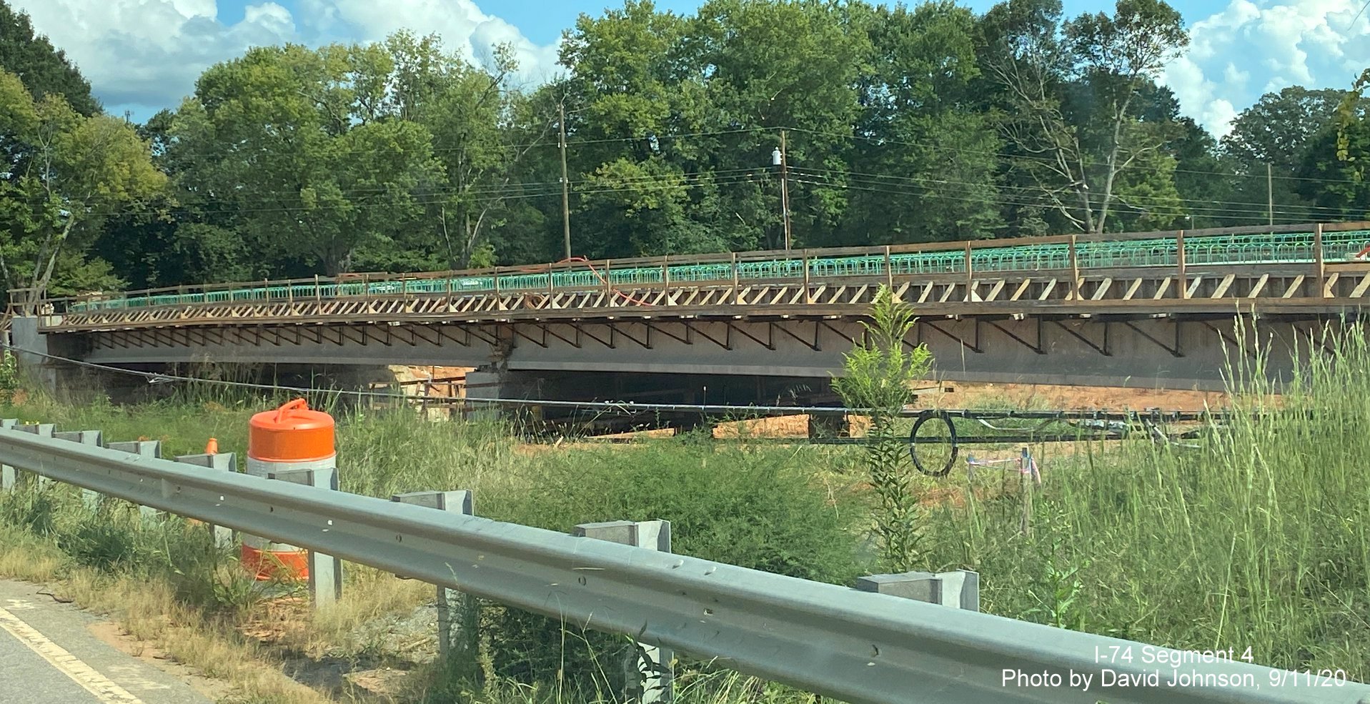 Image looking along NC 66 at future bridge over I-74 Winston Salem Northern 
        Beltway, by David Johnson September 2020
