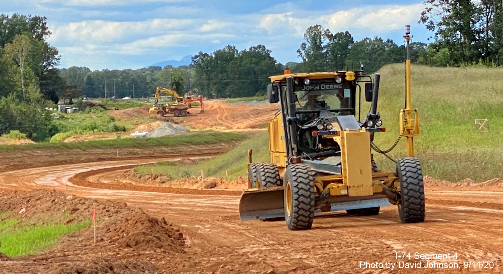 Image looking west along NC 66 Old Hollow Road at construction for I-74 Winston Salem Northern 
        Beltway, by David Johnson September 2020