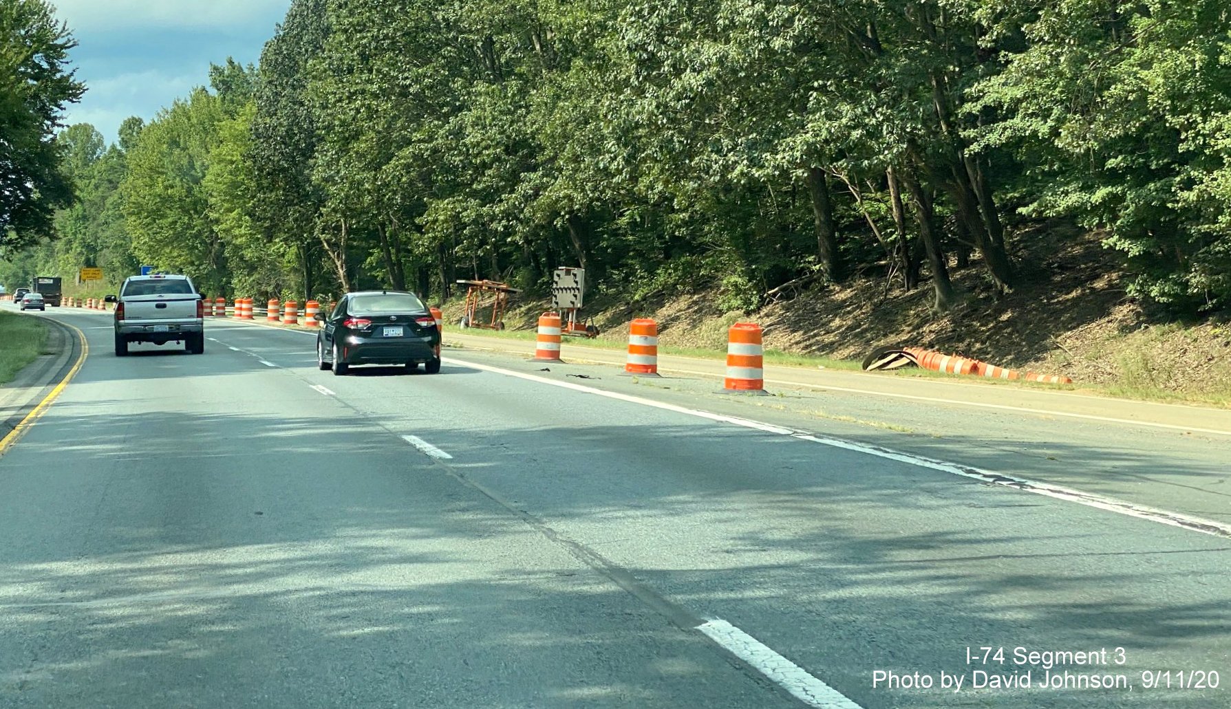 Image of construction along US 52 North approaching future 
	  I-74/Winston Salem Northern Beltway interchange, by David Johnson September 2020