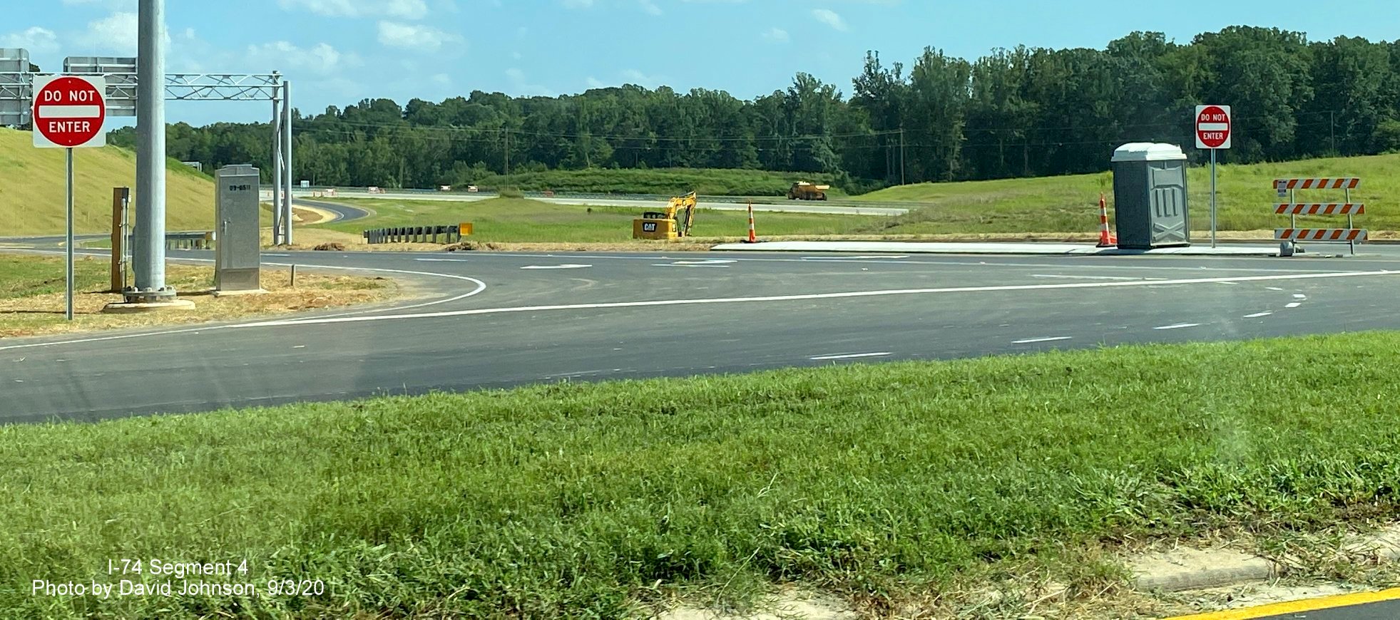 Image of view of completed ramp from Winston-Salem Northern Beltway 
      to US 158, by David Johnson September 2020