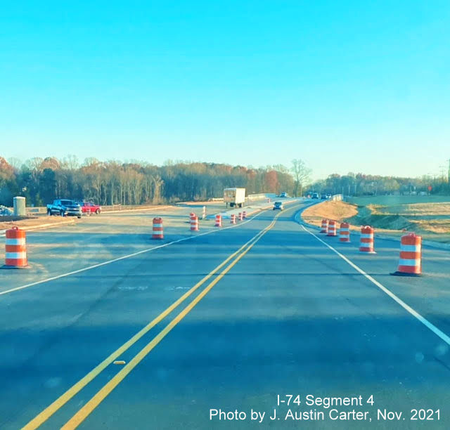 Image along University Avenue (NC 66) bridge over future I-74/Winston Salem Northern Beltway, 
        by J. Austin Carter, November 2021