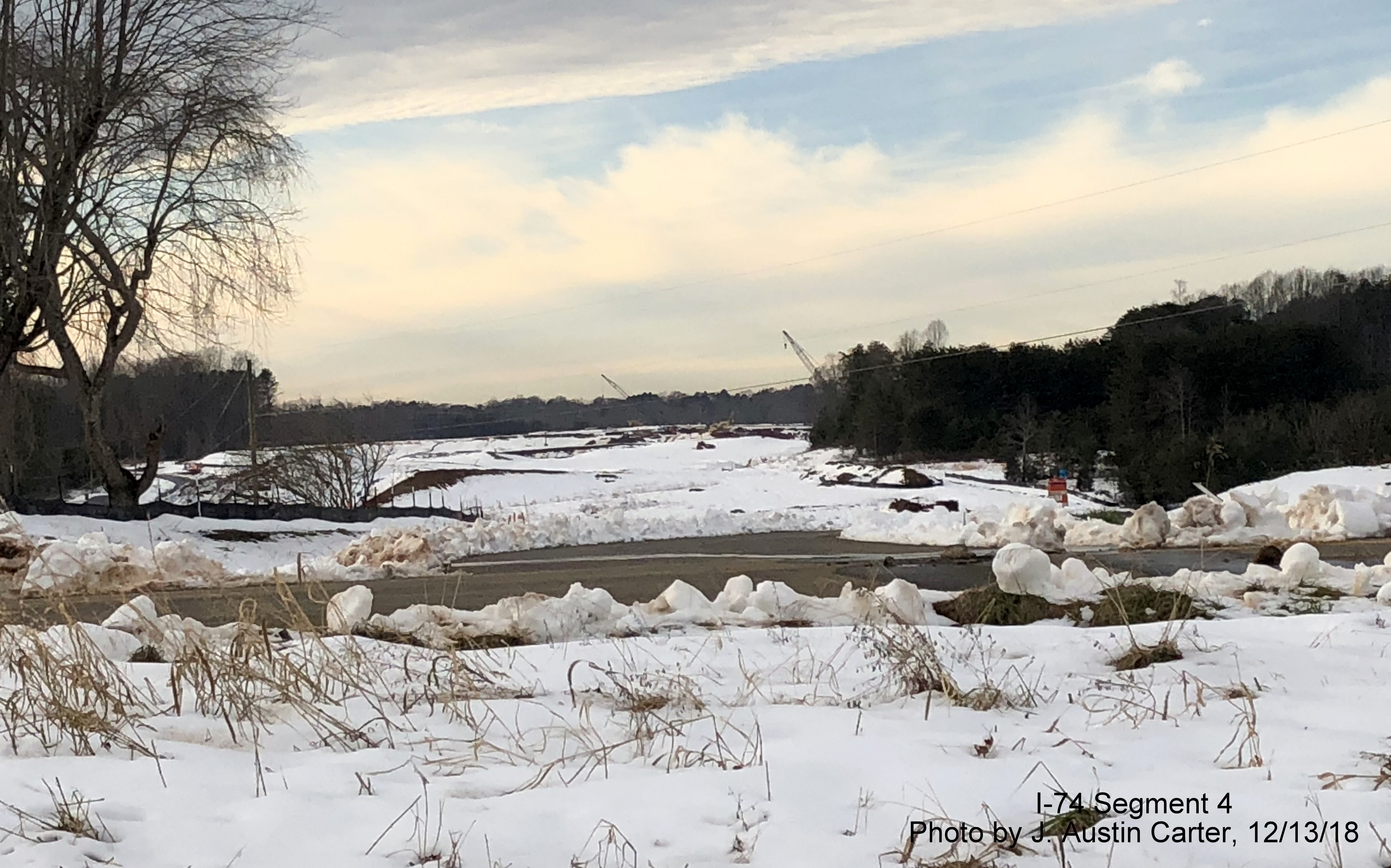Image looking west along Future I-74/Winston-Salem Northern Beltway from site of Williston Rd bridge under construction, by J. Austin Carter