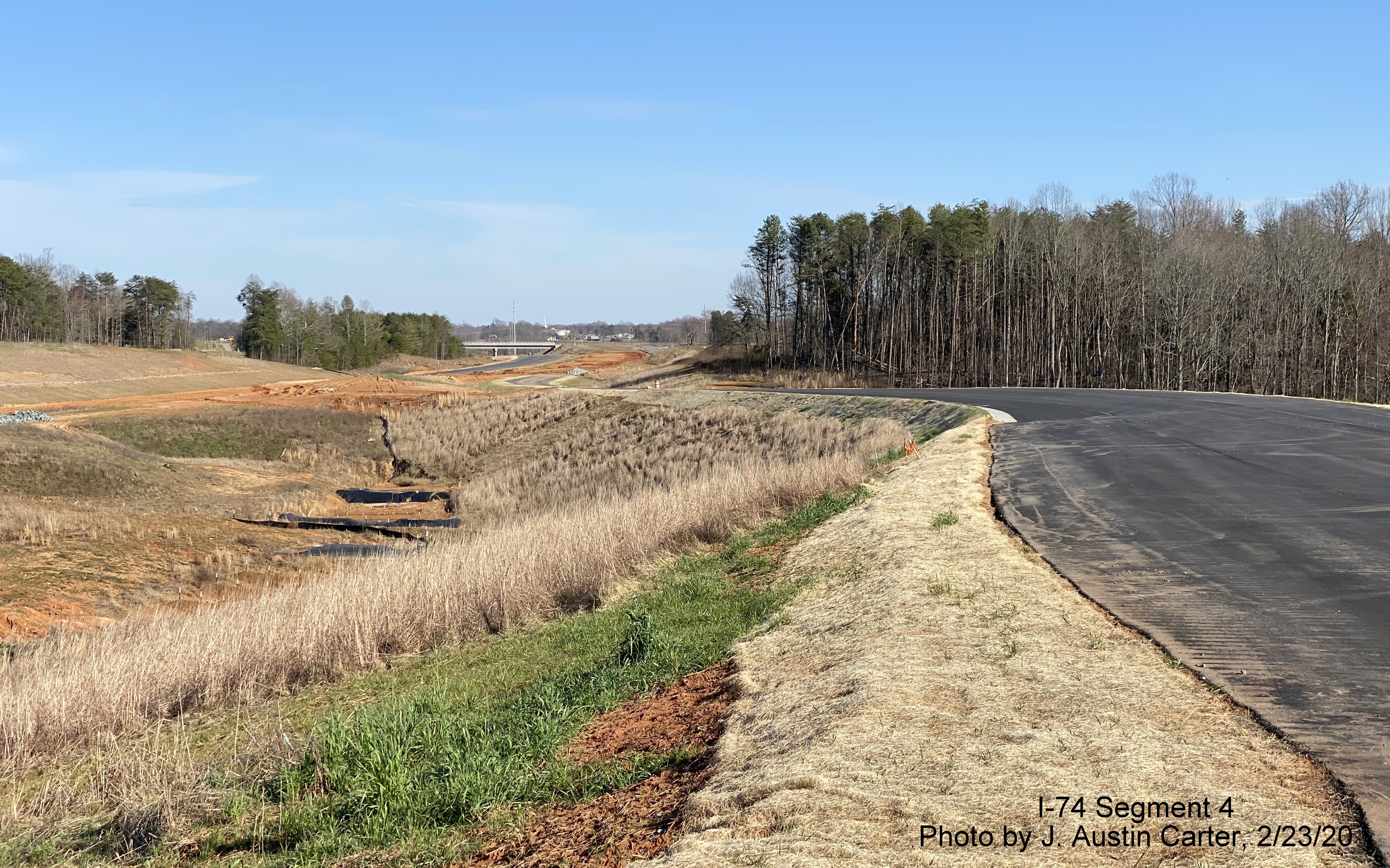 Image of future on-ramp to I-74 East/Winston-Salem Beltway from
        US 311, by J. Austin Carter in Feb. 2020