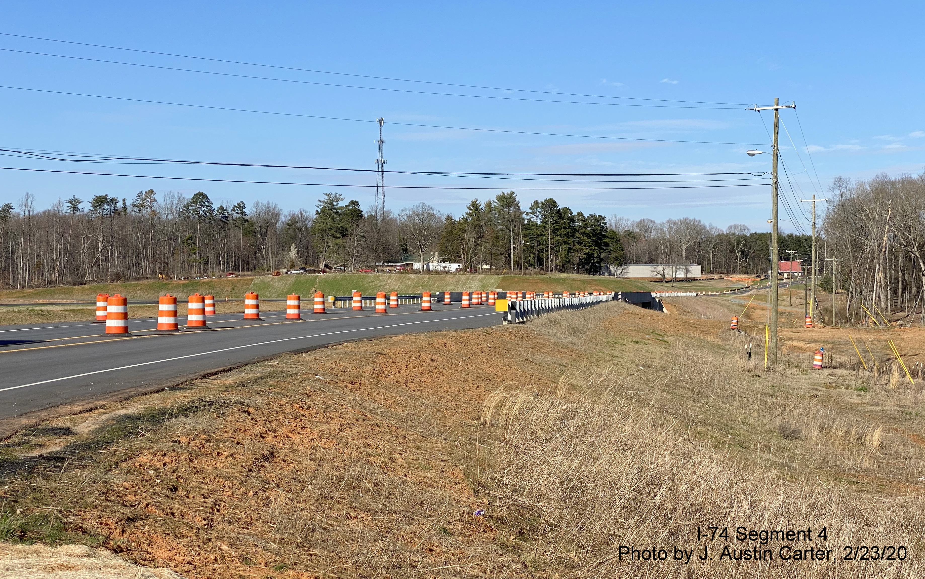 Image of road construction in vicinity of future I-74/Winston-Salem Beltway, by J. Austin 
        Carter in Feb. 2020