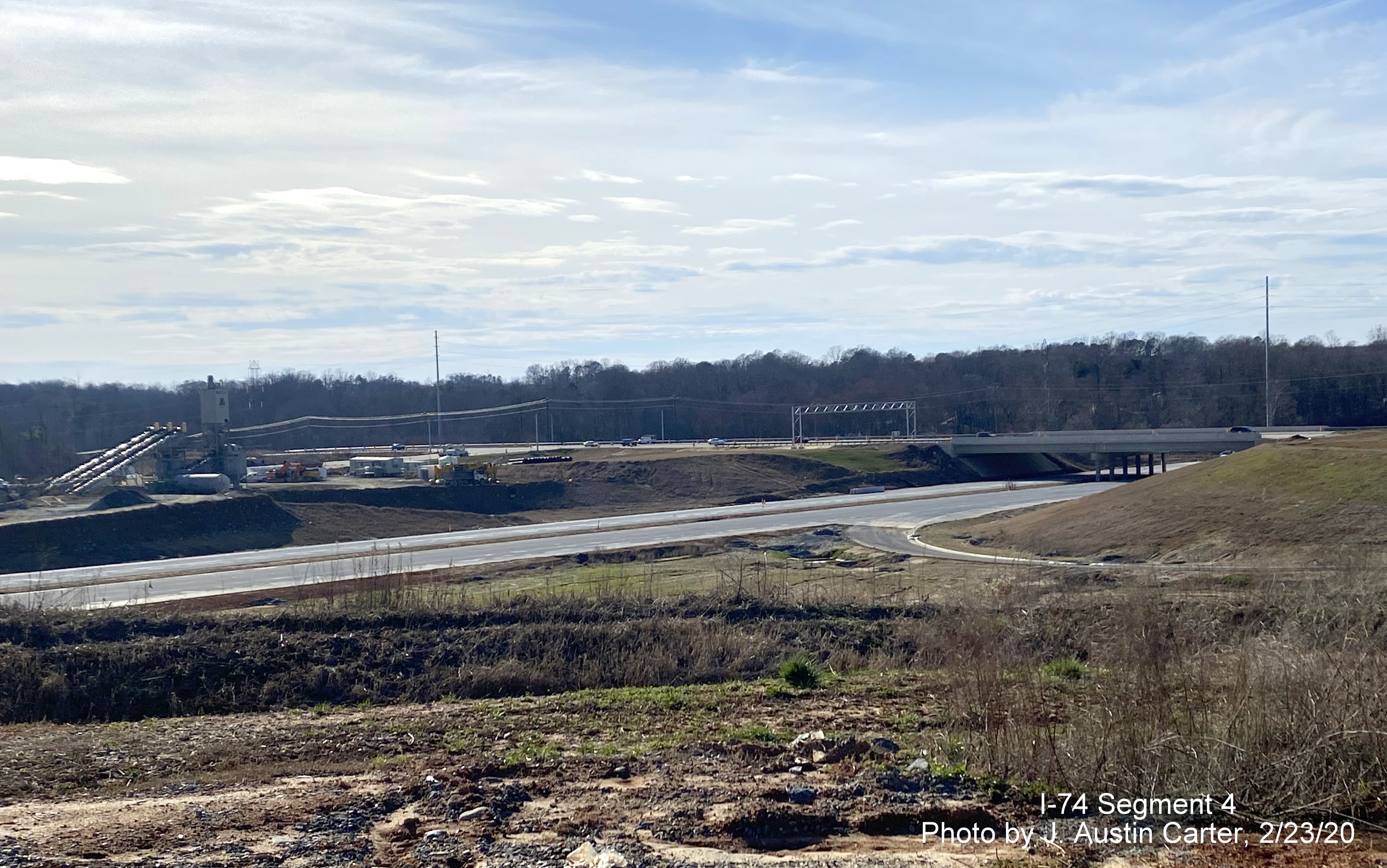 Image of construction in vicinity of Future I-74/Winston-Salem Beltway at US 158
        interchange, by J. Austin Carter in Feb. 2020