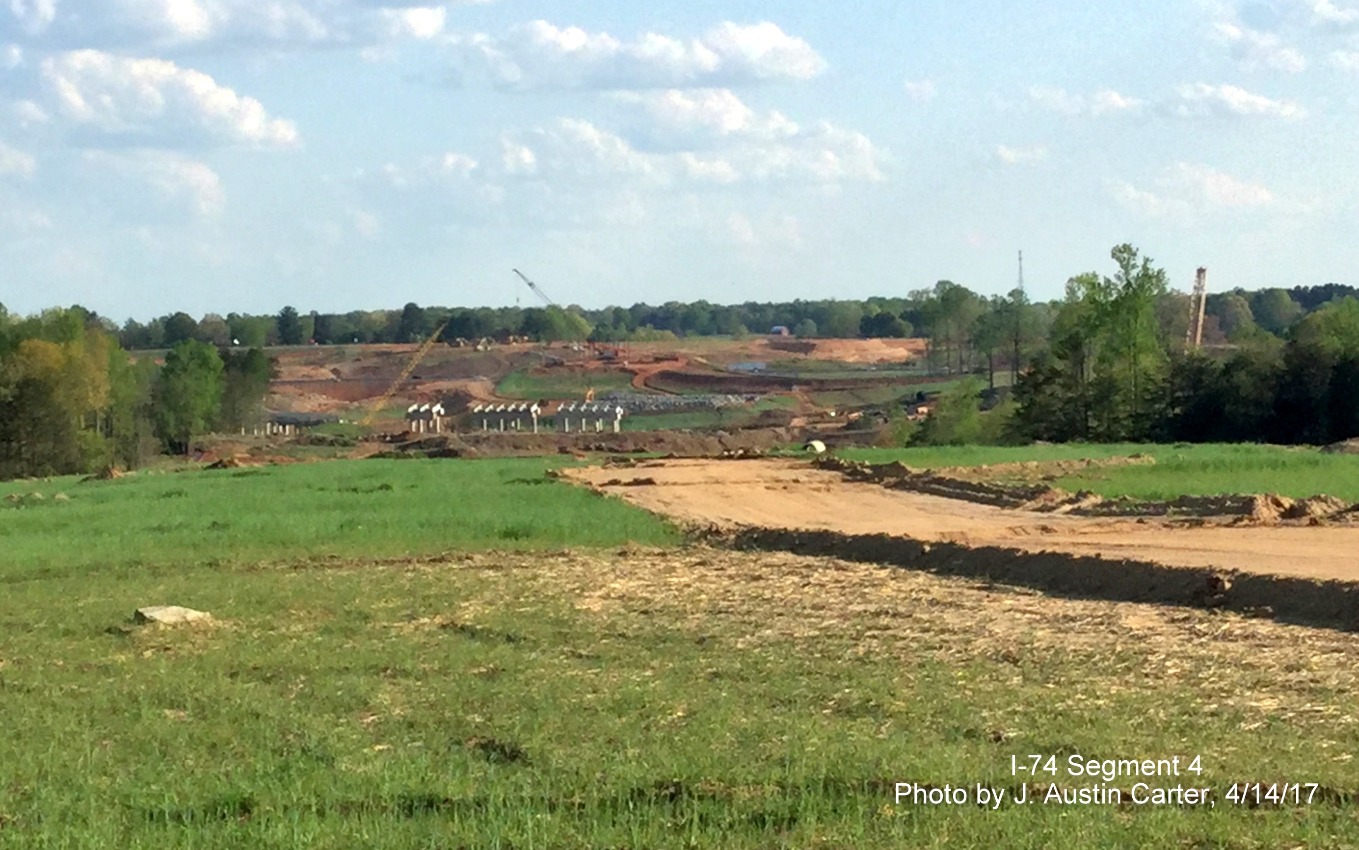 Image taken of view looking at southern end of I-74/Winston-Salem Beltway project and Future 
        interchange with Business 40/US 421/NC 150, by J. Austin Carter