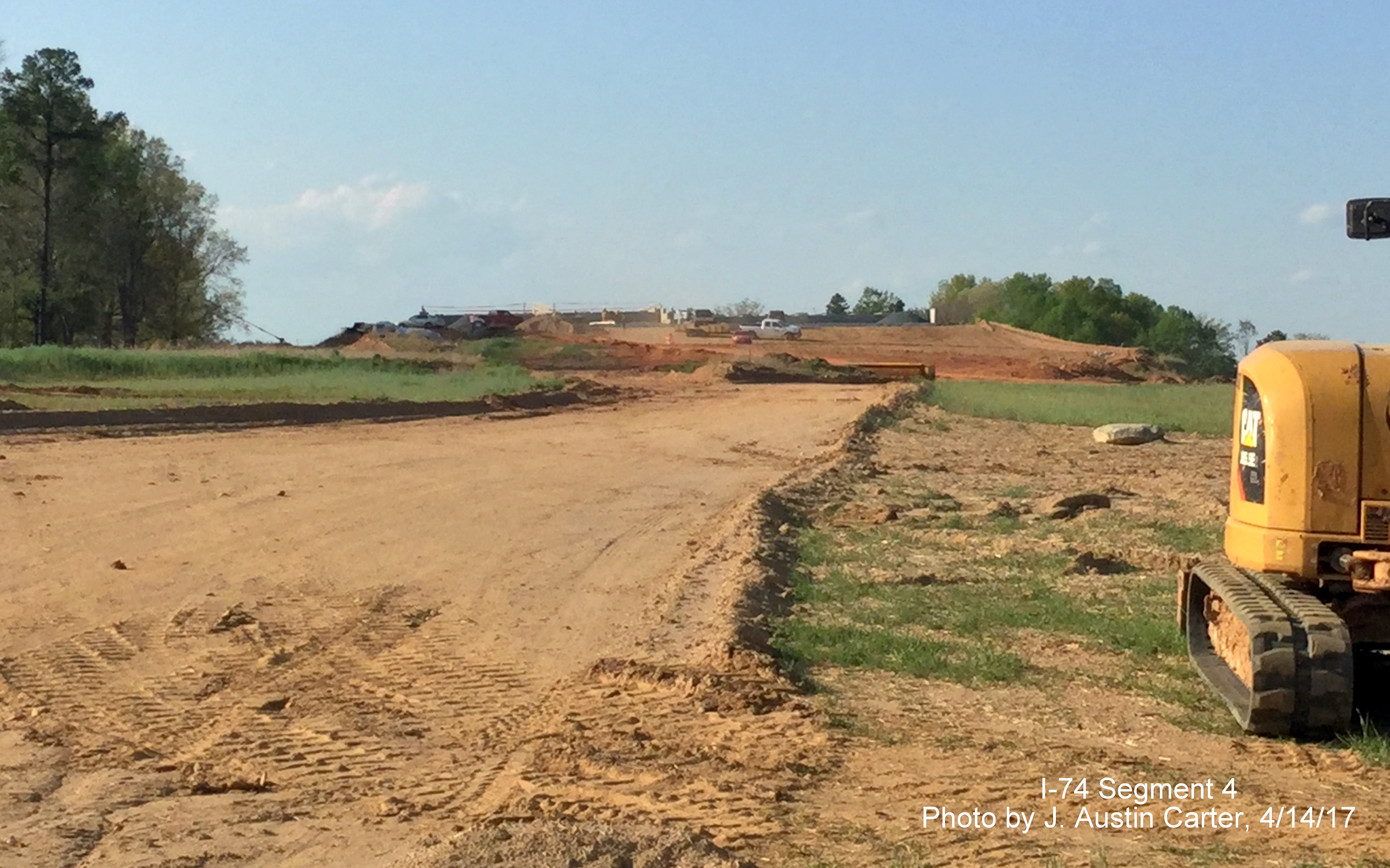 Image taken of view looking north over Future I-74/Winston-Salem Beltway lanes toward 
        West Mountain St bridge, by J. Austin Carter