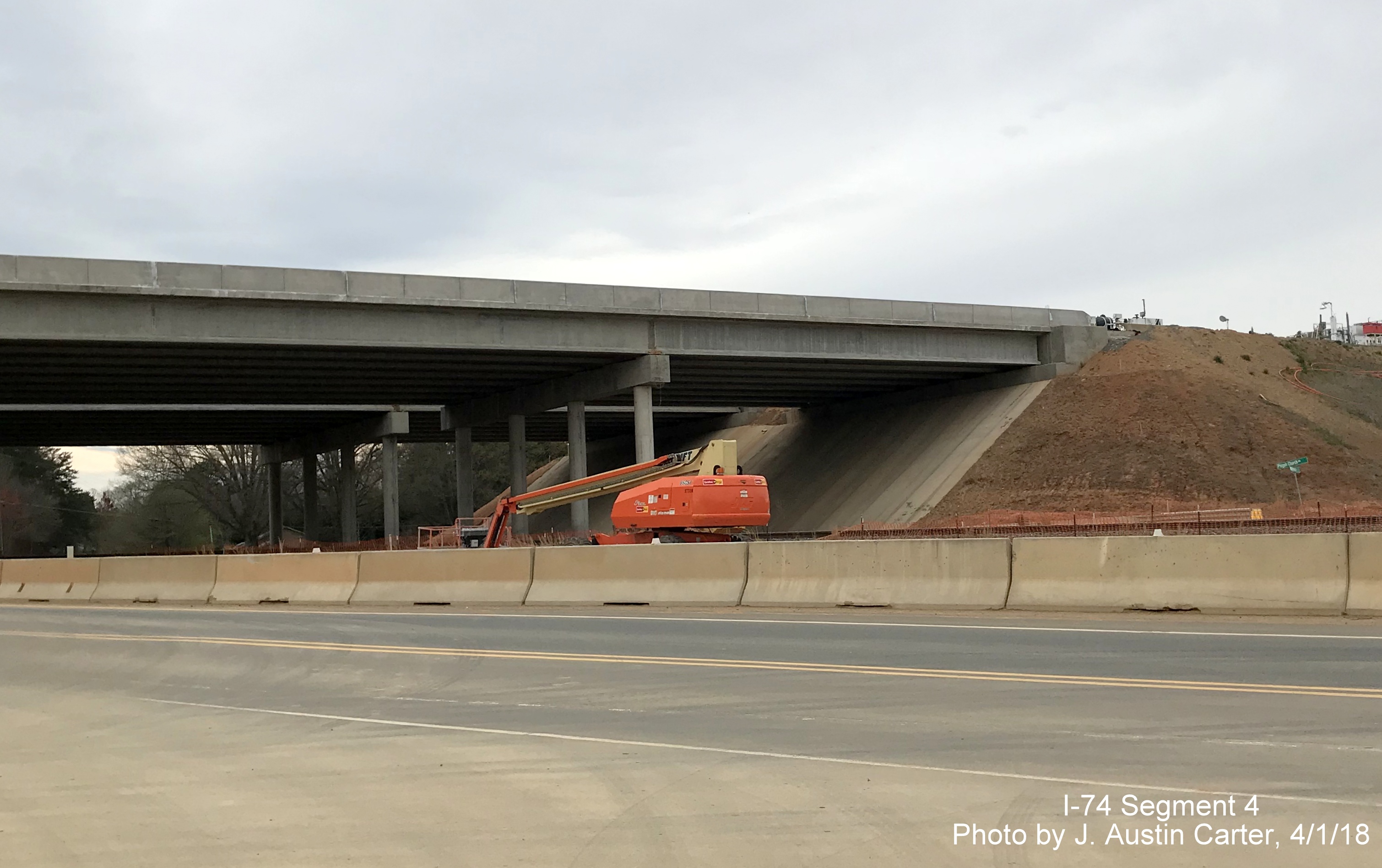 Image of completed Winston-Salem Beltway bridge over W. Mountain St, by J. Austin Carter