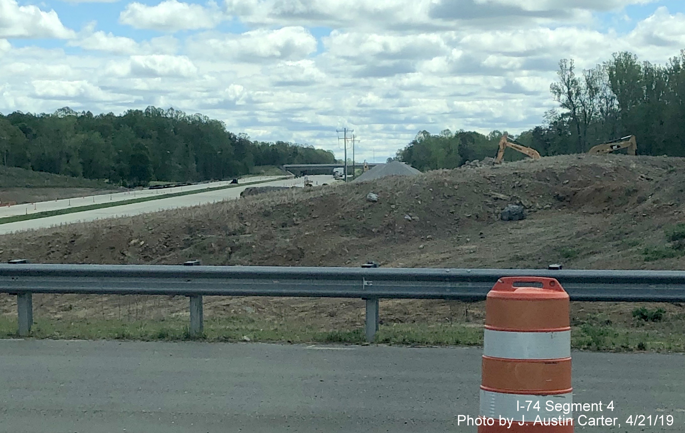 Image showing completed I-74 concrete roadbed for Future I-74/Winston-Salem Northern Beltway south of US 158 bridge, by J. Austin Carter
