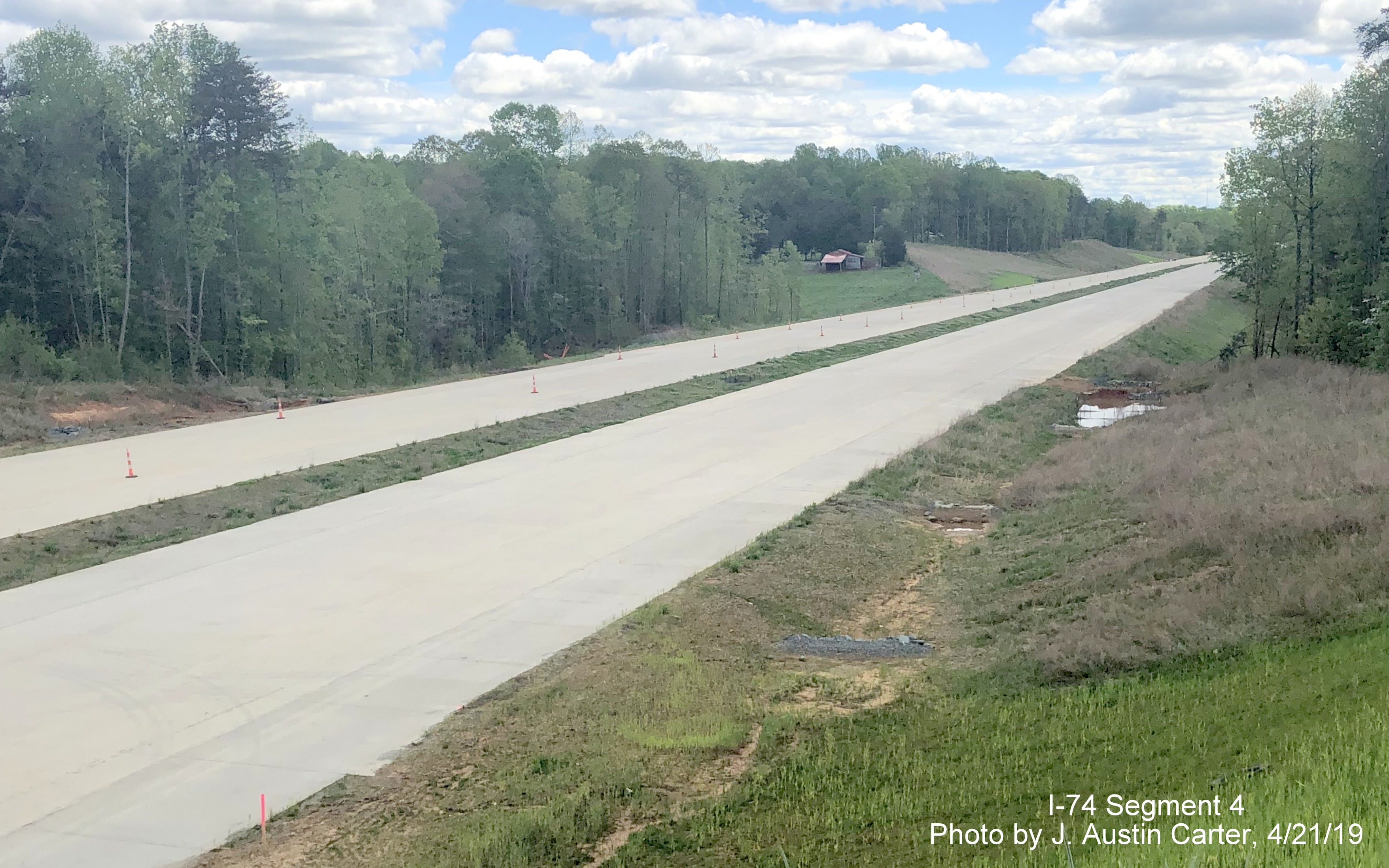 Image of Future I-74/Winston-Salem Northern Beltway lanes in vicinity of Walkertown Guthrie bridge, by J. Austin Carter