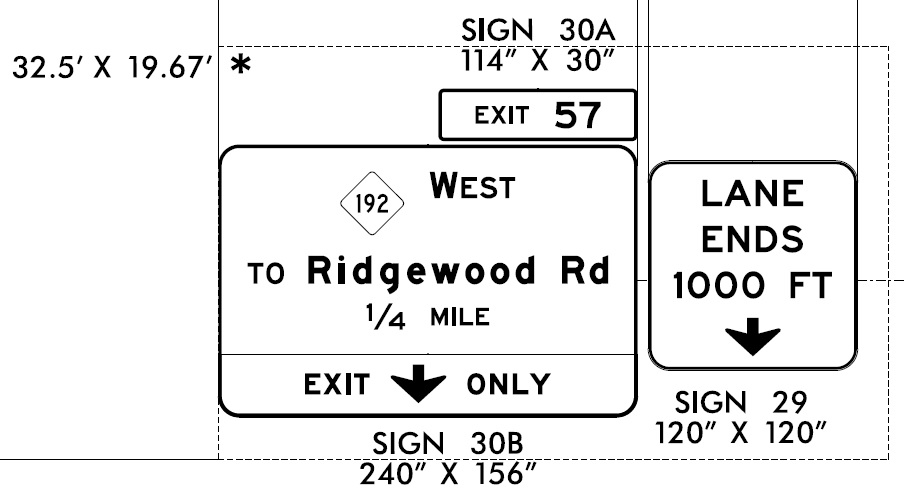 NCDOT sign plan image of 1/4 Mile advance sign for 
		NC 192 West exit on Future I-74 East/Winston-Salem Northern Beltway, October 2021