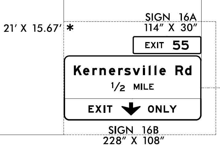 NCDOT sign plan for 1/2 Mile advance sign for Kernersville Road exit on 
		  future I-74/Winston Salem Northern Beltway, October 2021