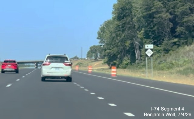 Image of new West NC 192 reassurance marker after to the future on-ramp from
	 the I-74 West Beltway exit, screen grab from Benjamin Wolf video, July 4, 2026