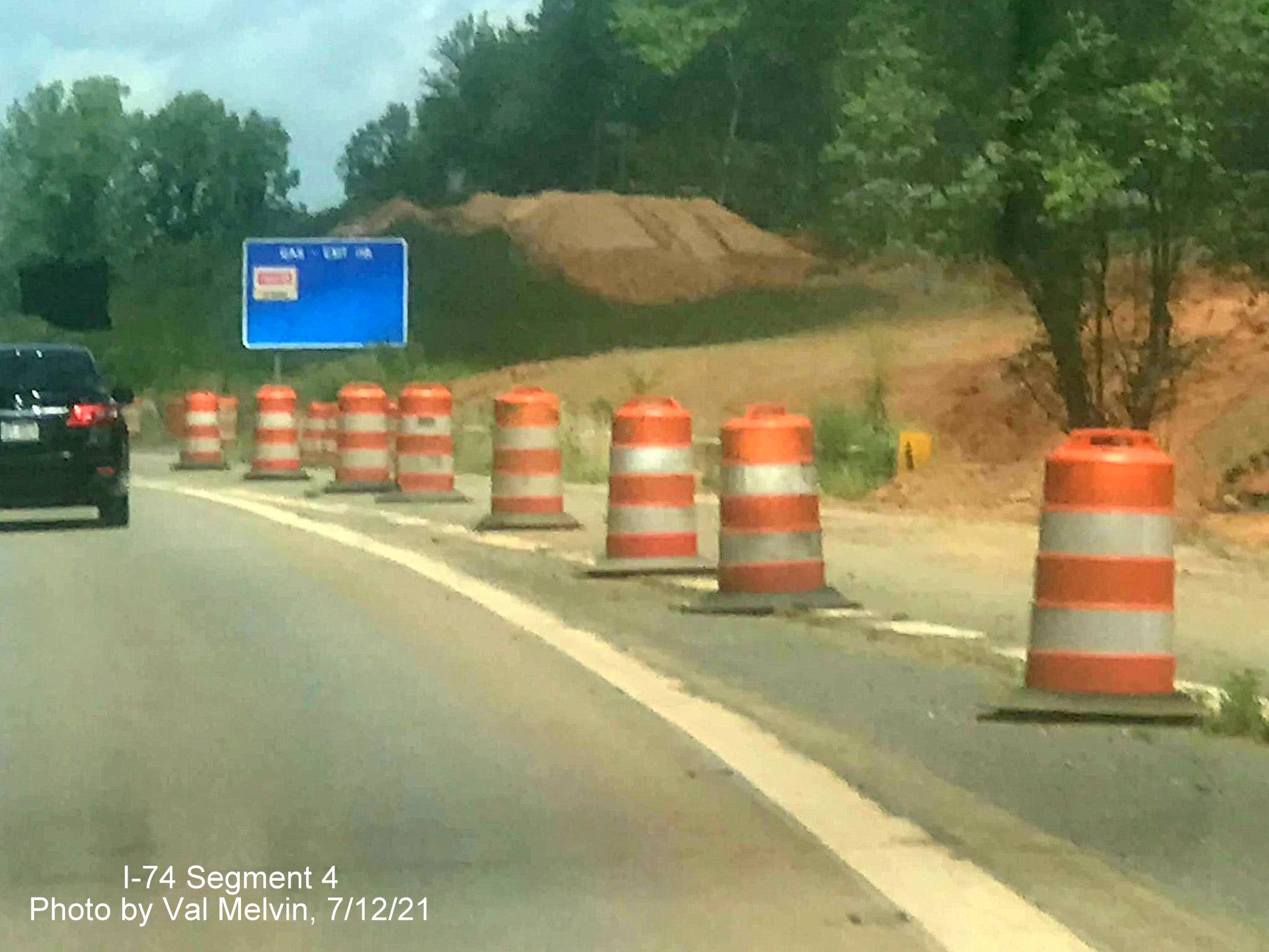 Image of construction from US 52 North of future I-74 Winston Salem Northern Beltway 
        interchange, by Val Melvin. July 2021