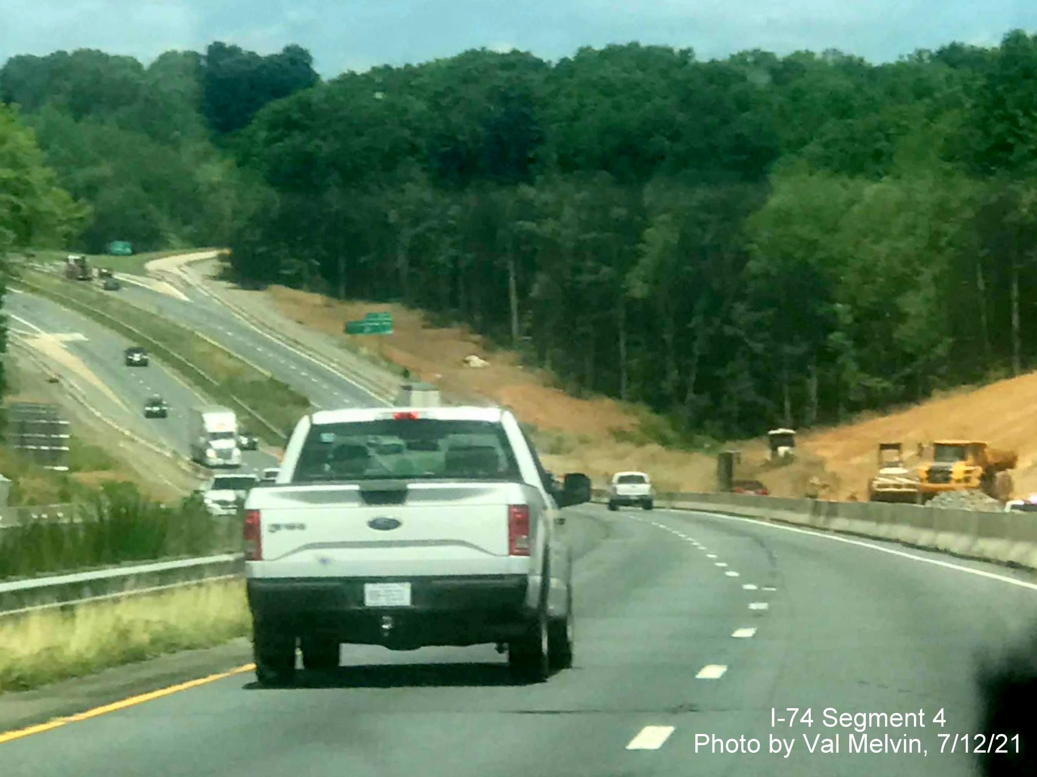 Image of Winston Salem Northern Beltway interchange construction in Rural Hall on US 52 North (Future 
        I-74 West), by Val Melvin. July 2021