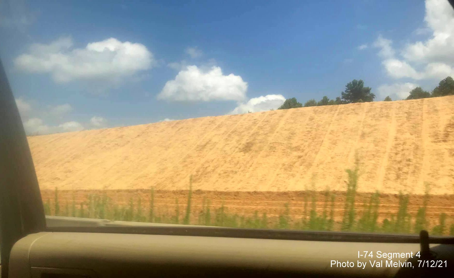 Image of future I-74 West ramp to US 52 North from Winston Salem Northern Beltway 
        interchange in Rural Hall, by Val Melvin. July 2021