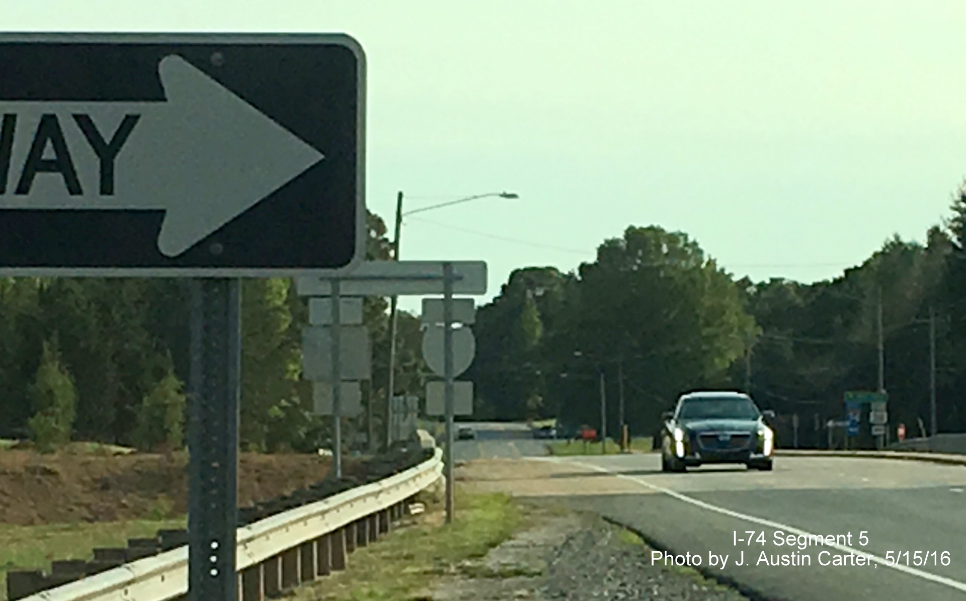 Image of I-74 and US 311 trailblazers along Ridgewood Road in Forsyth County, from J. Austin Carter