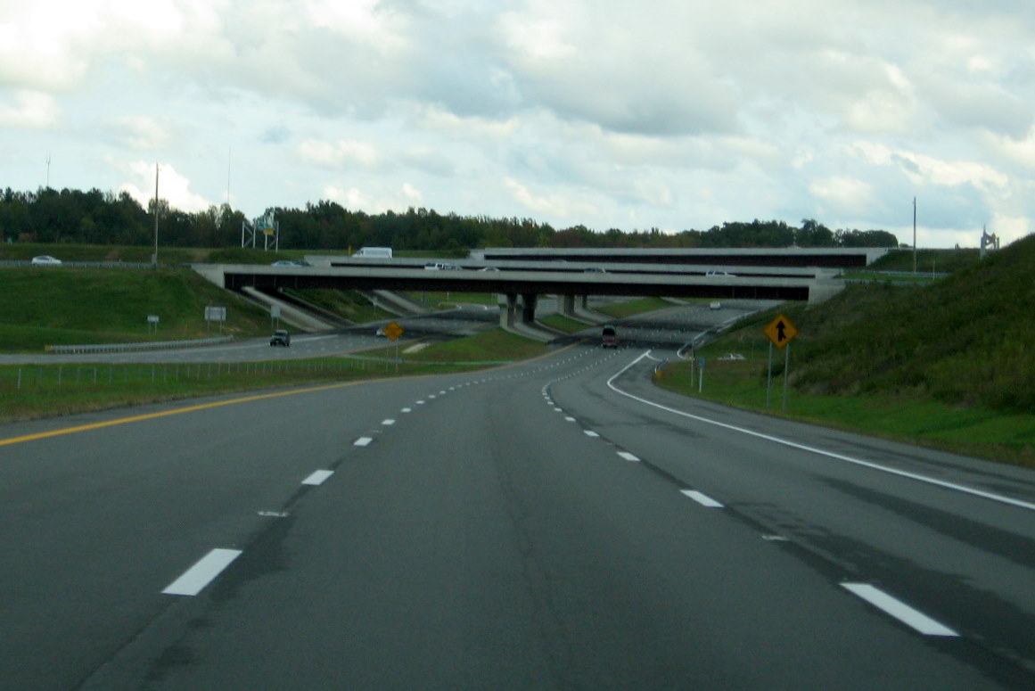 Photo from I-74 East approaching the many ramps and bridges of the I-85 in 
October 2011