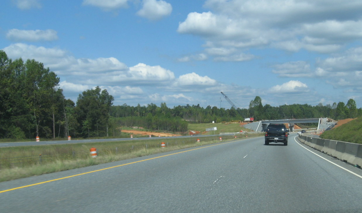 Photo of progress building future I-74 ramp bridges from US 220 North in 
Randleman, Oct. 2010