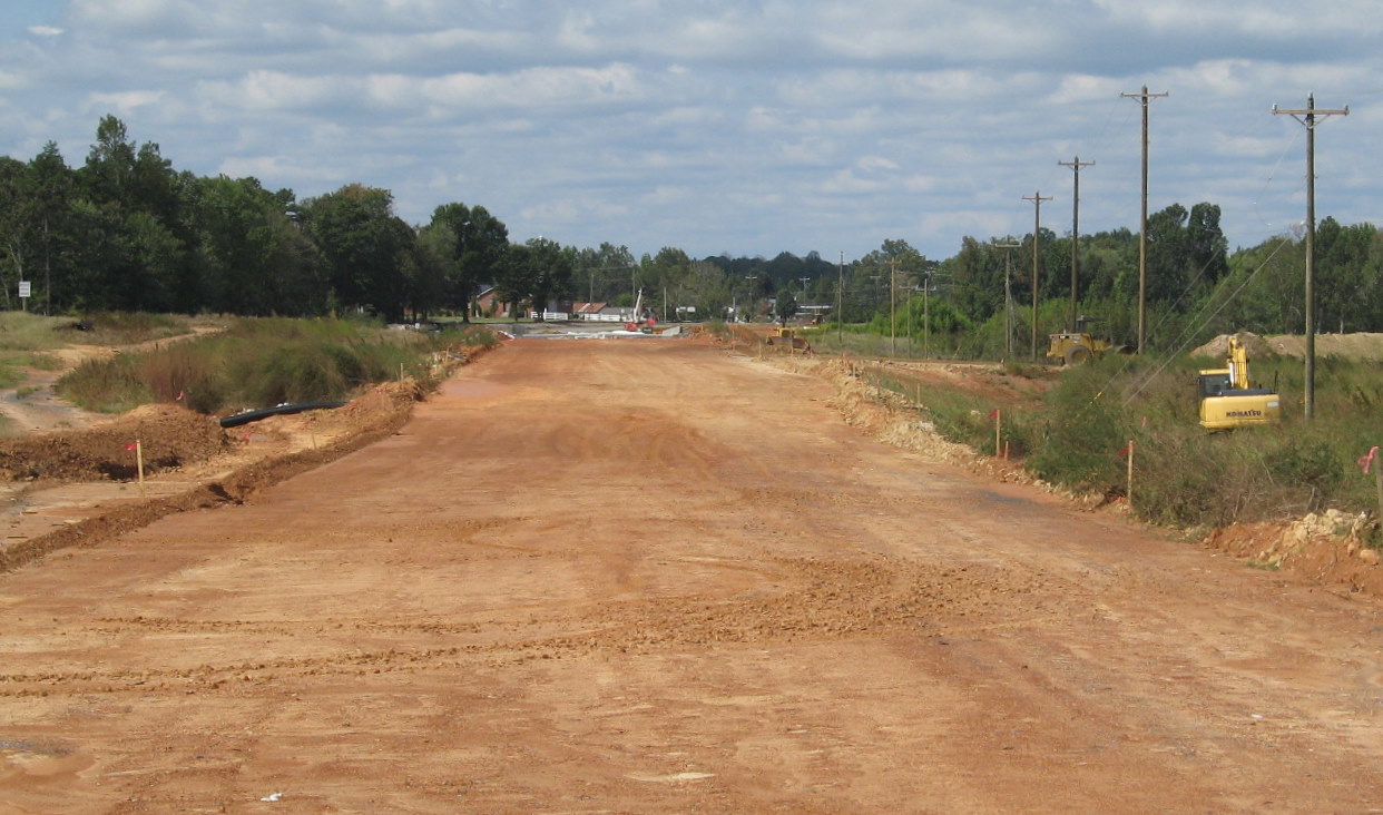 Photo of progress constructing US 311 bridge over future I-74 freeway in 
Sophia, July 2010