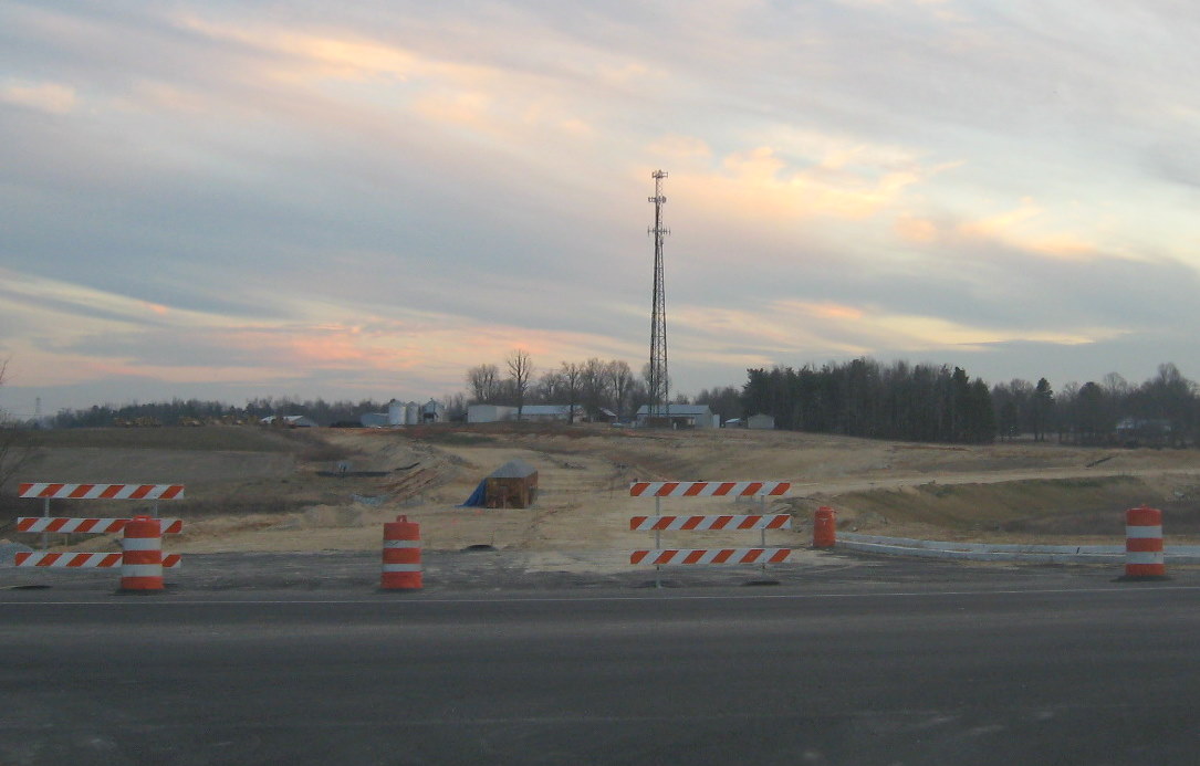 Photo of progress in creating the I-74 west off-ramp to Cedar Square Road 
in Jan. 2010