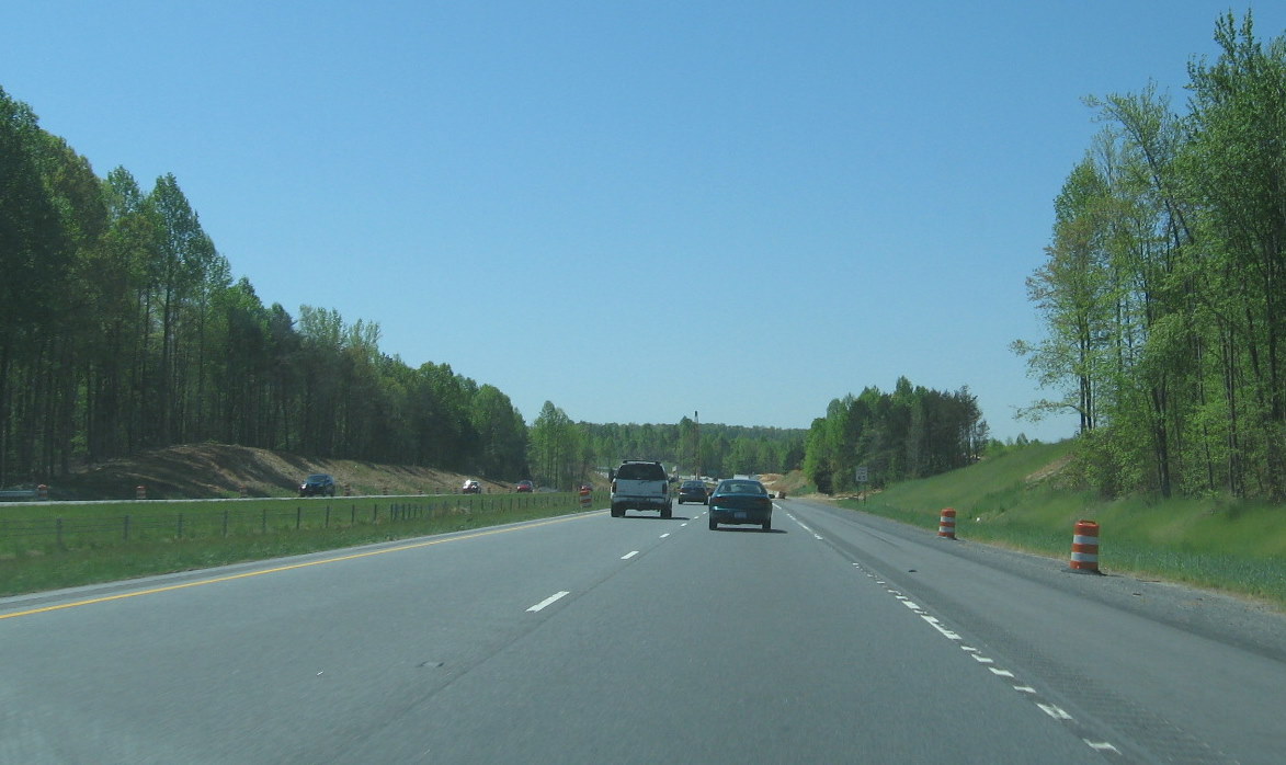 Photo of progress building future I-74 ramp bridges from US 220 South in 
Randleman, Oct. 2010