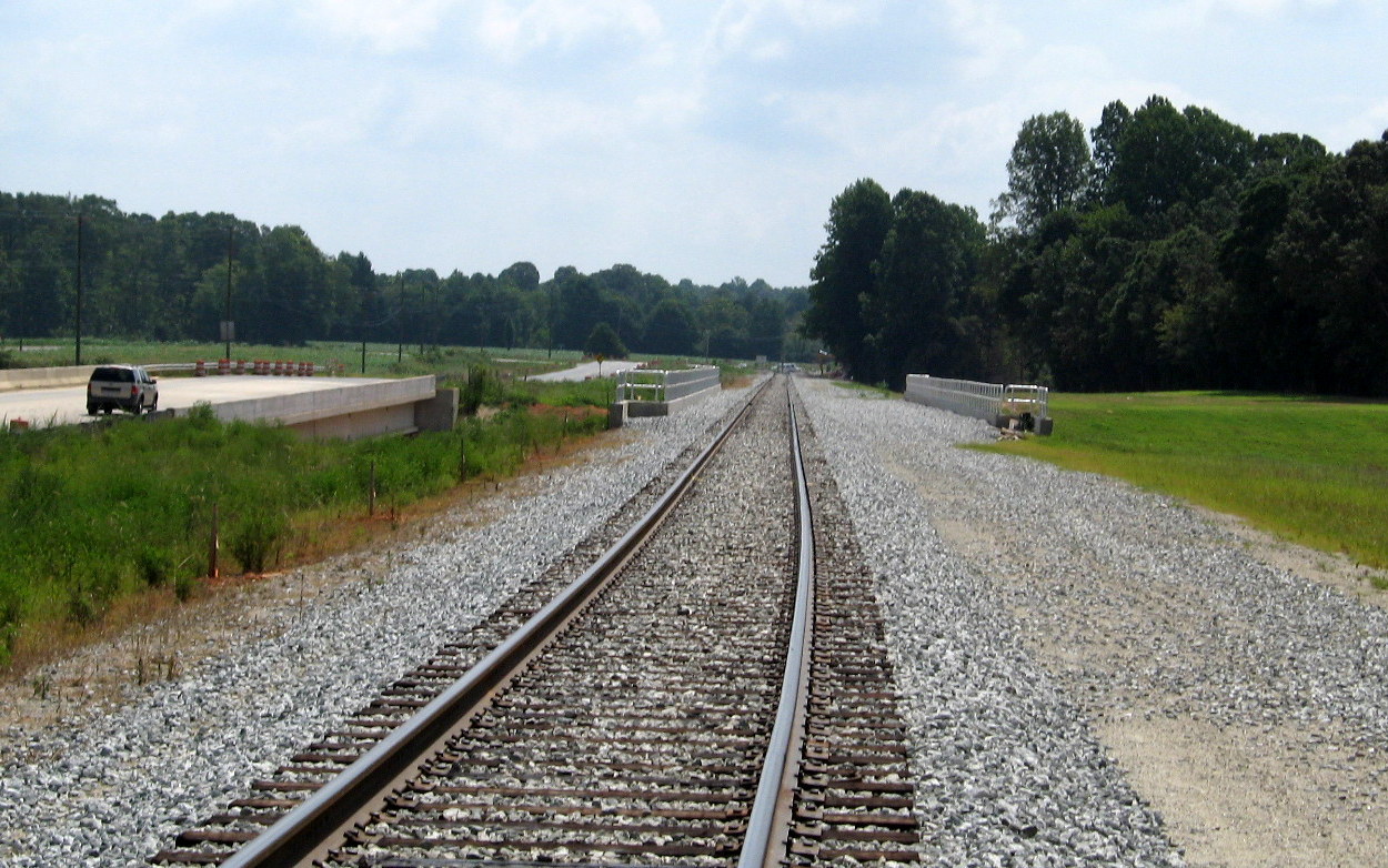 Photo of new railroad bridge using old US 311 bridge in Sophia, Aug. 2012