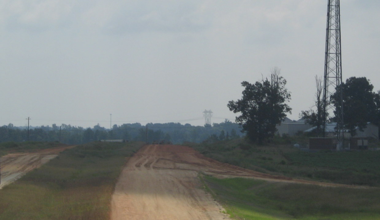 Photo of view south of Cedar Square Road Bridge toward the end of the first 
part of the contract building I-74 at Spencer Road