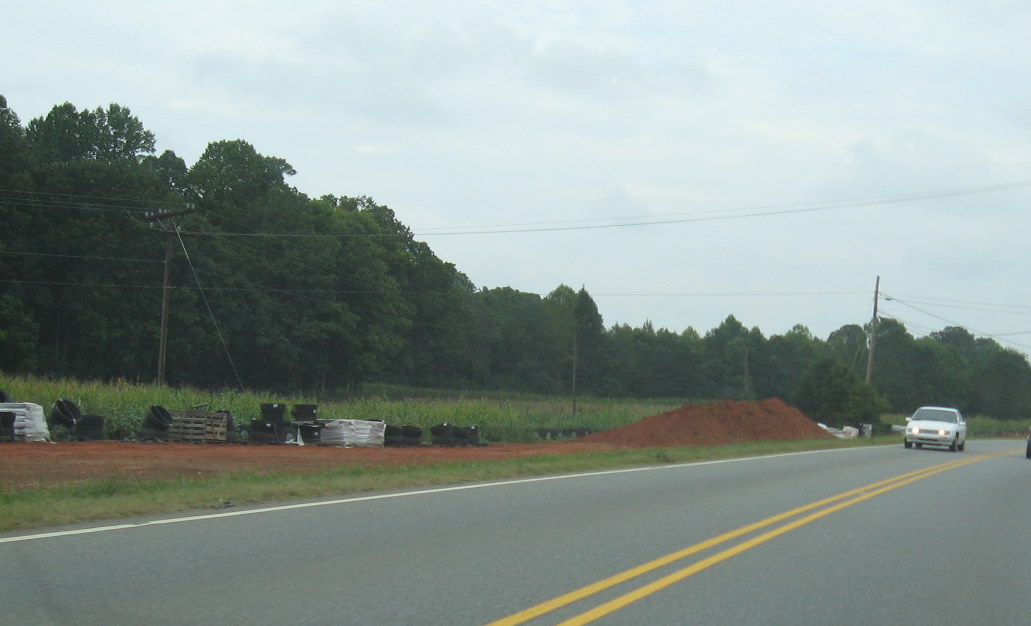 Photo of first construction project at US 311 interchange involving the 
movement of water pipelines, Sept. 2009