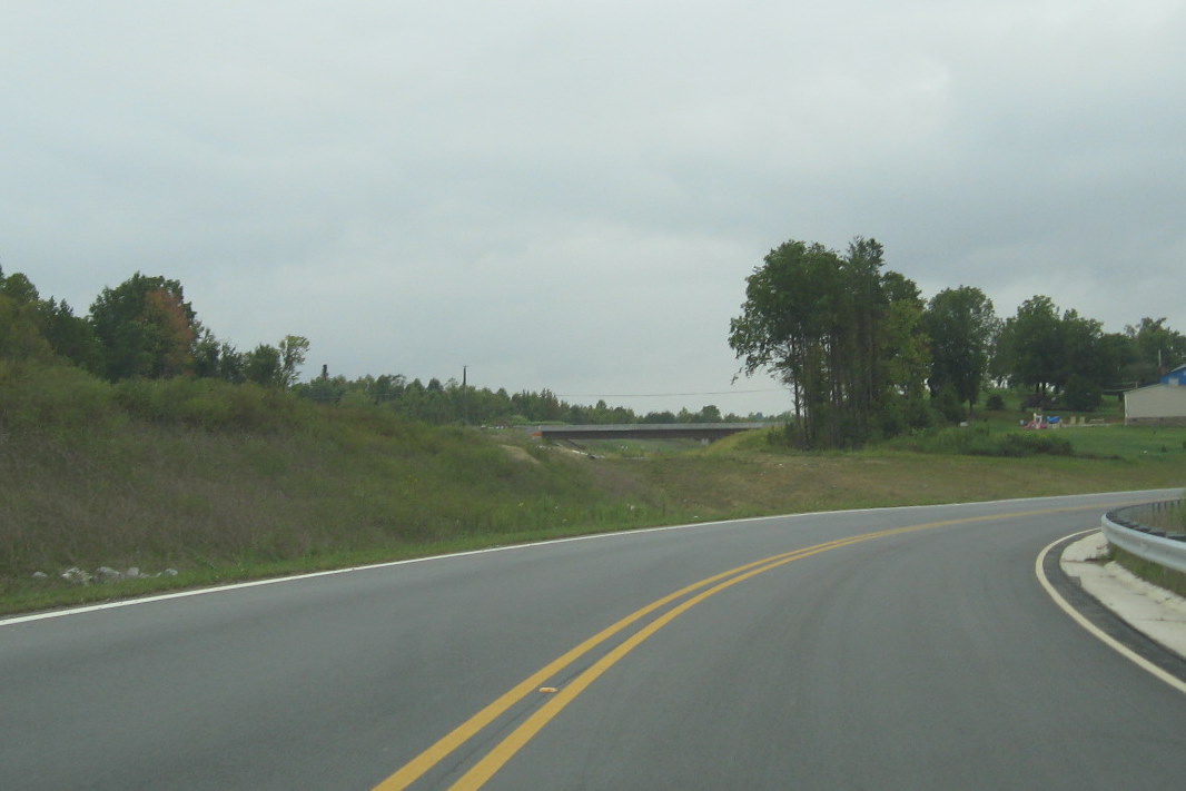 Photo of construction progress on Poole Road bridge over I-74 Freeway, from
new alignment of Poole Rd, Sept. 2009