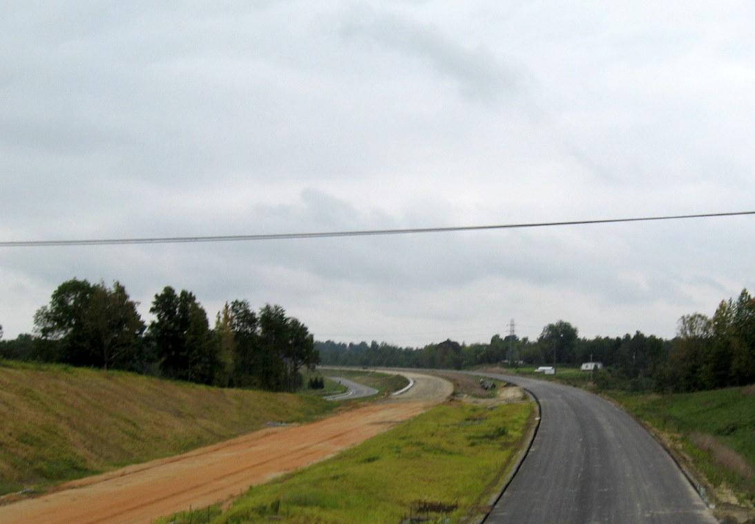 Photo of construction progress south of Poole Road bridge over I-74 Freeway, 
toward Cedar Square Rd, Sept. 2009