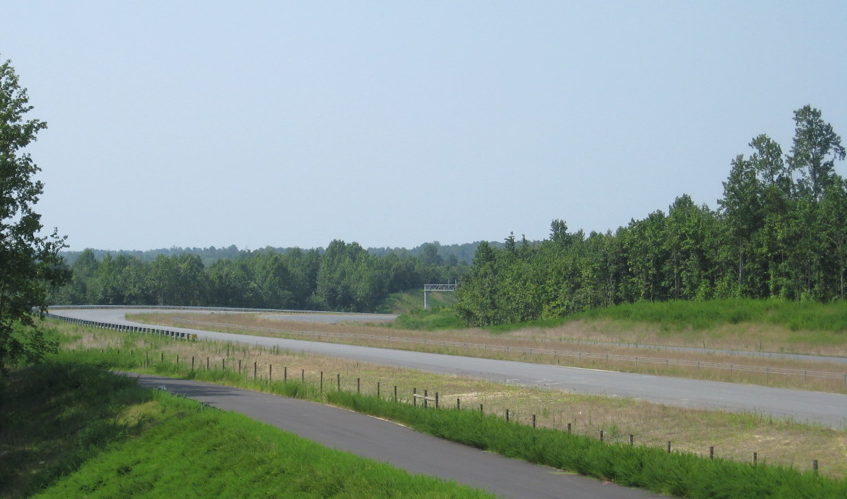 View of under construction I-74 freeway from Tuttle Road Bridge in July 2010