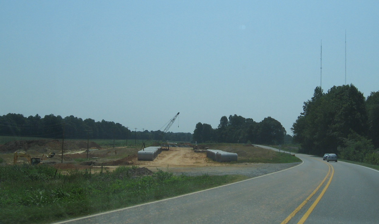 Photo of progress constructing US 311 bridge over future I-74 freeway in 
Sophia, July 2010