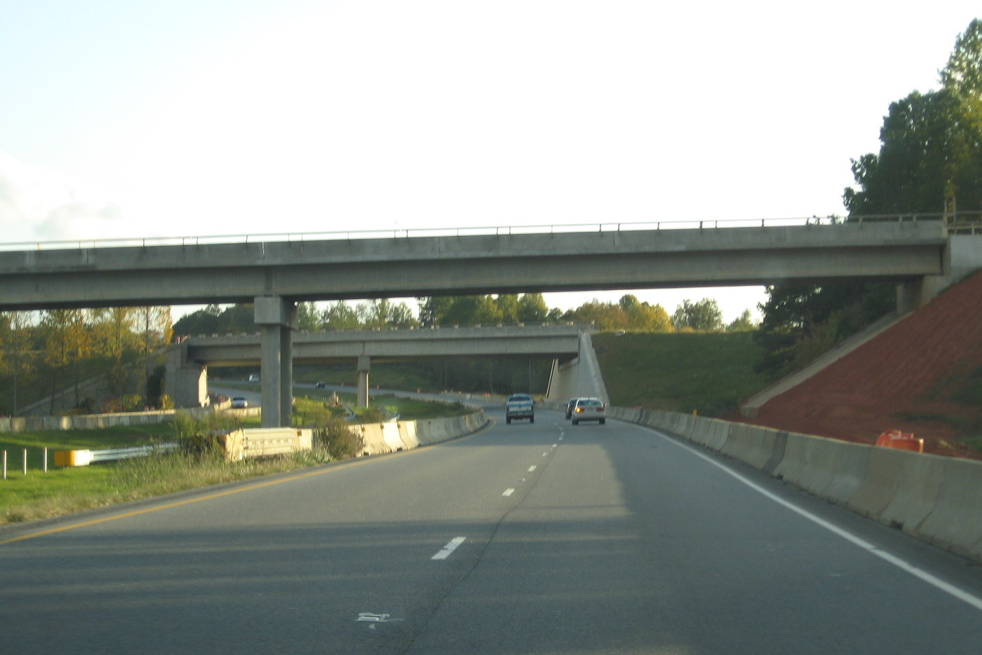 Photo of progress building future I-74 ramp bridges from US 220 South in 
Randleman, Oct. 2011